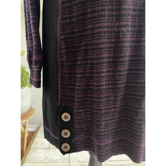 Prana Kelland Wool Blend Plum Burgundy Stripe Sweater Knit Long Sleeves Medium - Picture 8 of 12